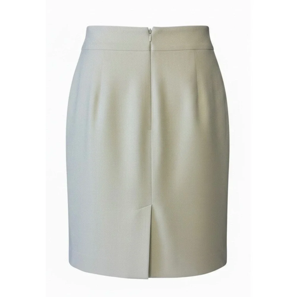Calvin Klein Beige Linen Blend Pencil Skirt Buckle Detail Size 6‎ Professional